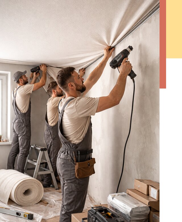 Монтаж фактурного натяжного потолка в Ревде от 793 руб. — ОТДЕЛОЧНИК-Рвд