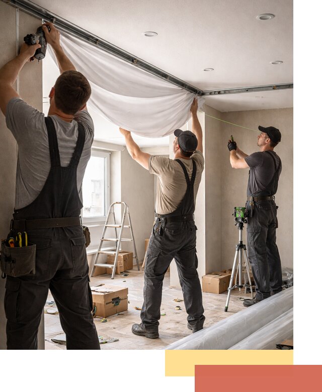 Монтаж парящего натяжного потолка под ключ в Ревде