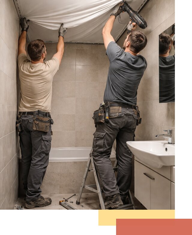 Монтаж натяжного потолка в ванной в Ревде быстро и качественно