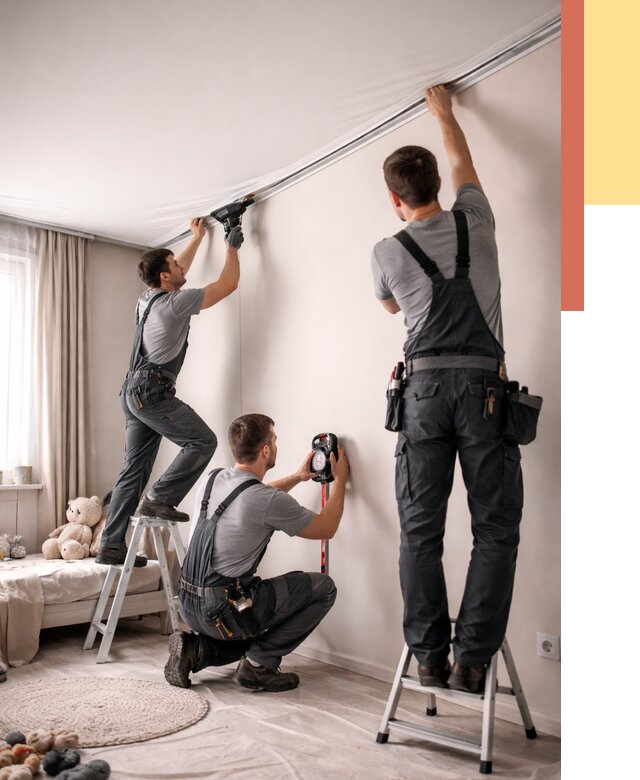 Монтаж натяжного потолка в детской в Ревде от 3703 руб. — быстро и недорого | ОТДЕЛОЧНИК-Рвд