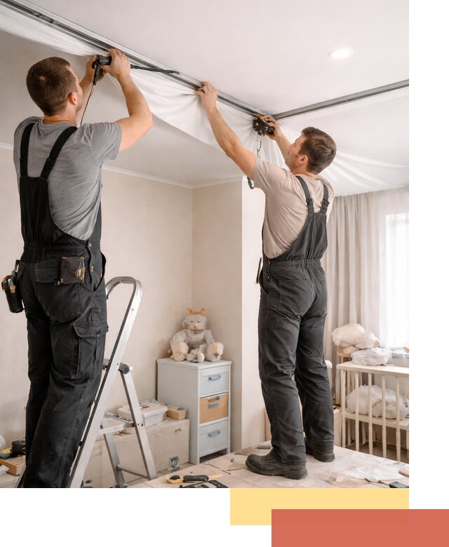 Монтаж натяжного потолка в детской комнате в Ревде