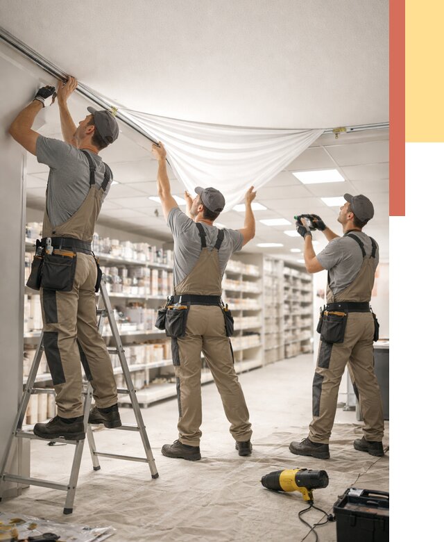 Монтаж натяжного потолка в магазине в Ревде от 4761 руб. быстро и недорого | ОТДЕЛОЧНИК-Рвд