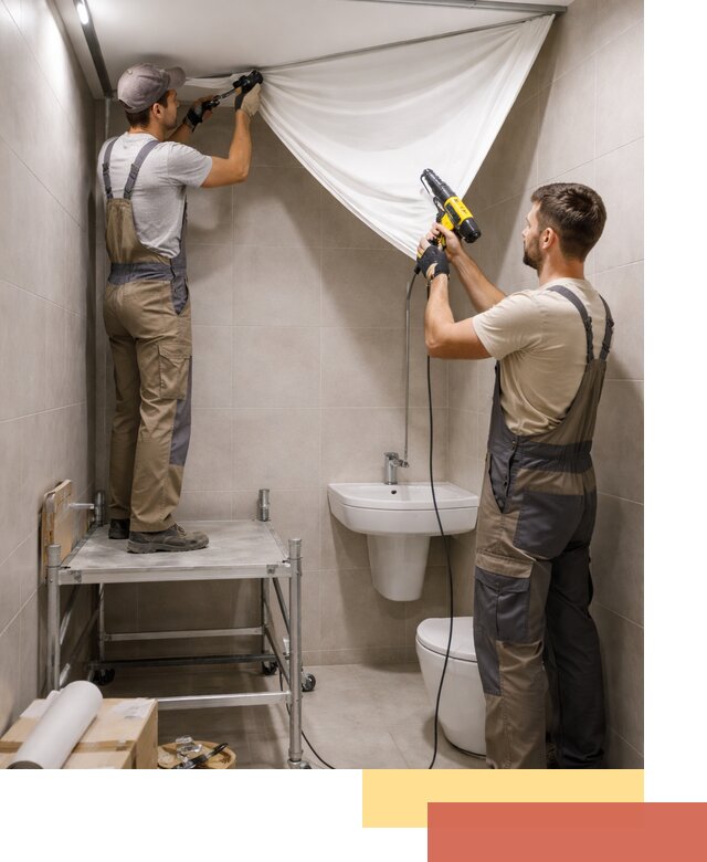 Монтаж натяжного потолка в санузле в Ревде