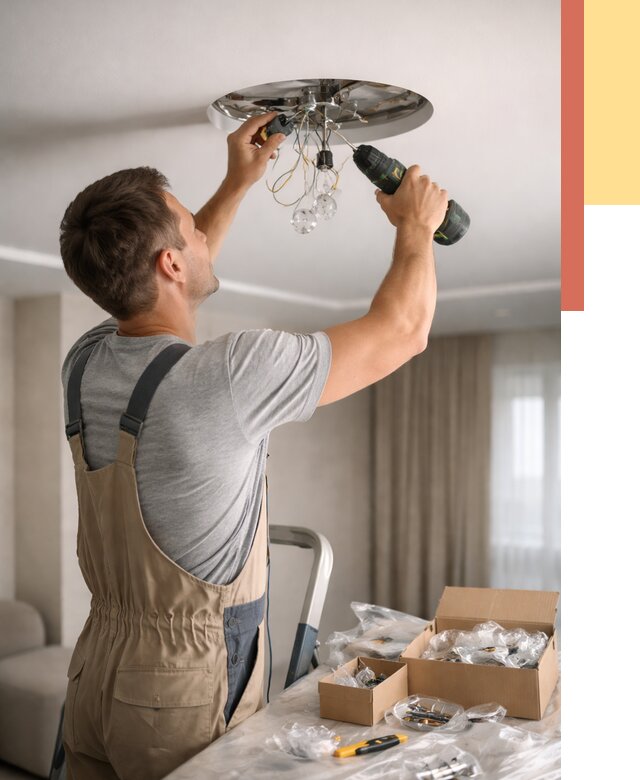 Установка люстры в натяжной потолок в Ревде от 1269 руб. | Быстро и недорого — ОТДЕЛОЧНИК-Рвд