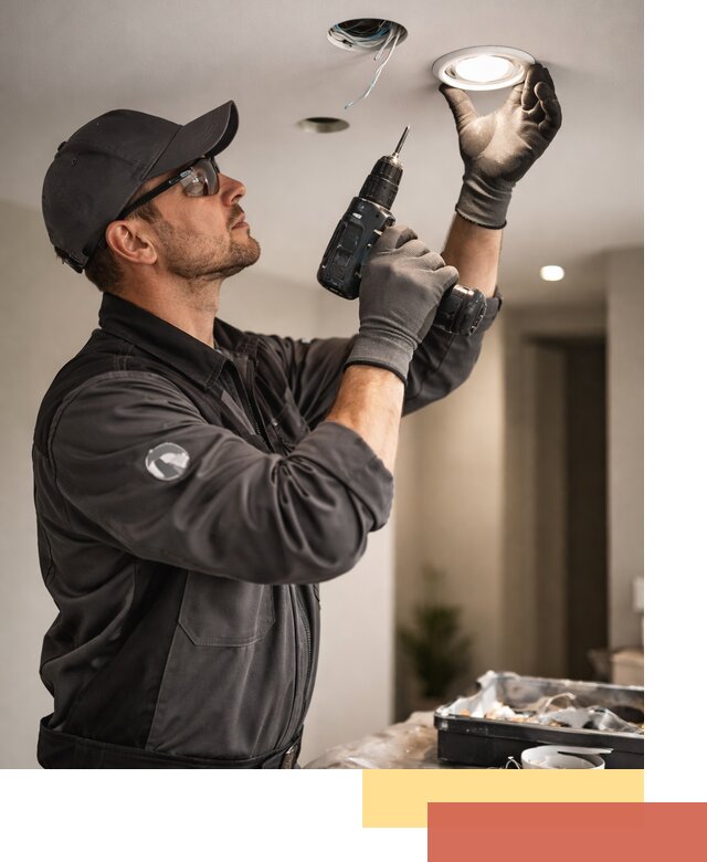 Установка точечных светильников в натяжной потолок в Ревде