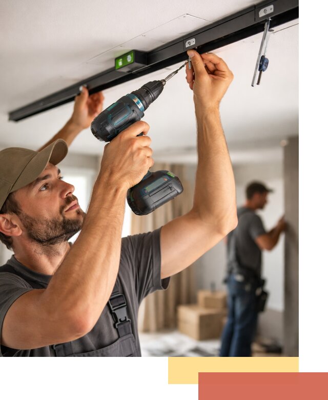 Установка трековых светильников в натяжной потолок в Ревде