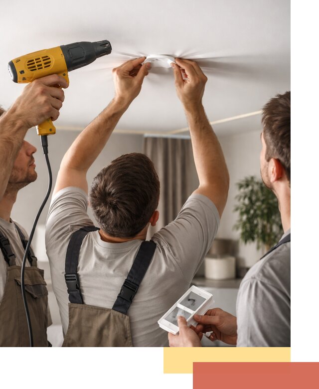 Ремонт прокола полотна натяжного потолка в Ревде