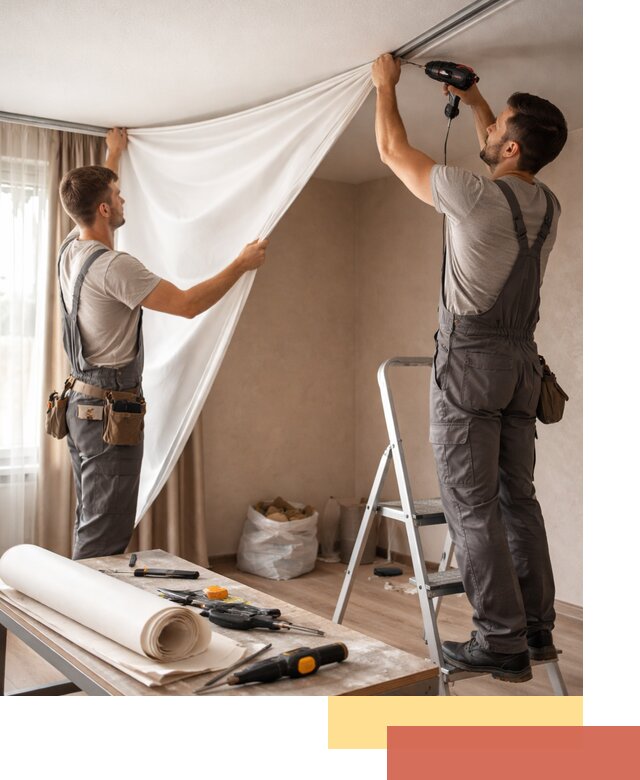 Замена полотна натяжного потолка в Ревде быстро и качественно