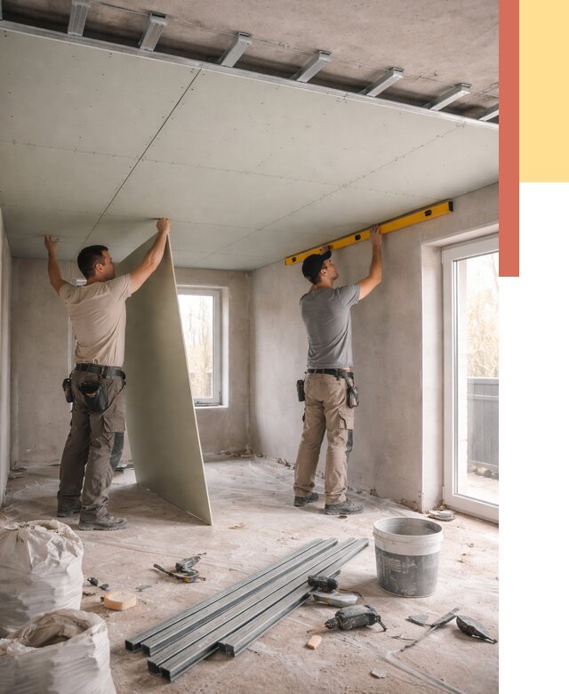 Одноуровневый потолок из гипсокартона в Ревде от 793 руб. — монтаж под ключ | ОТДЕЛОЧНИК-Рвд