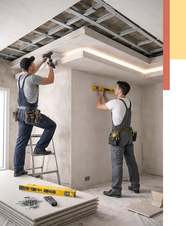 Двухуровневый потолок из гипсокартона в Ревде от 1534 руб. под ключ | ОТДЕЛОЧНИК-Рвд