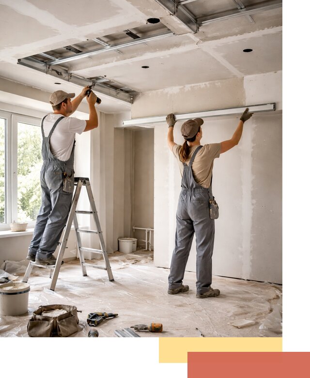 Монтаж многоуровневого потолка из гипсокартона в Ревде