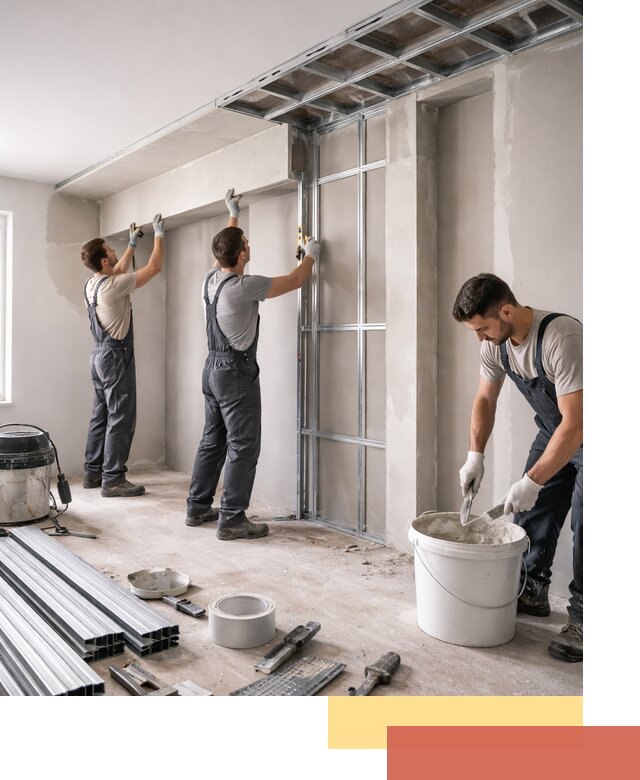 Монтаж потолка из гипсокартона с нишей в Ревде