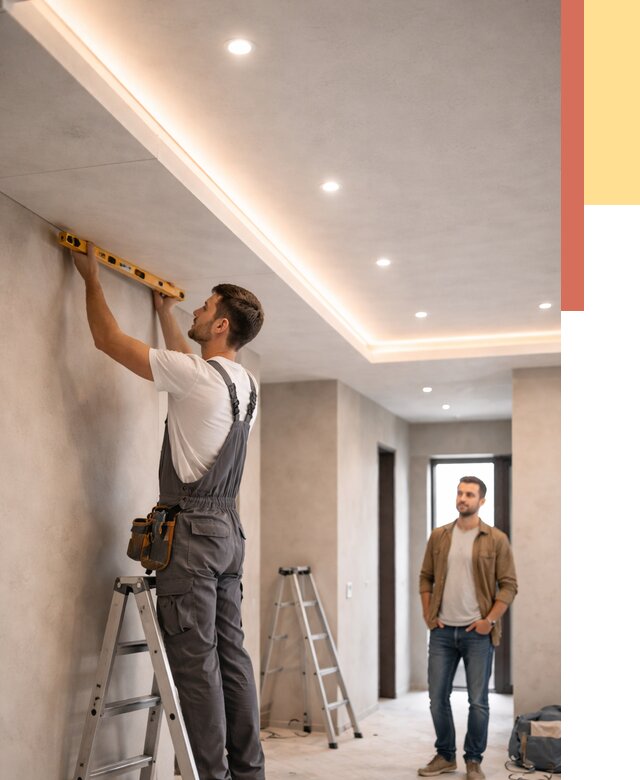 Потолок из гипсокартона с подсветкой в Ревде от 793 руб./м2 под ключ | ОТДЕЛОЧНИК-Рвд