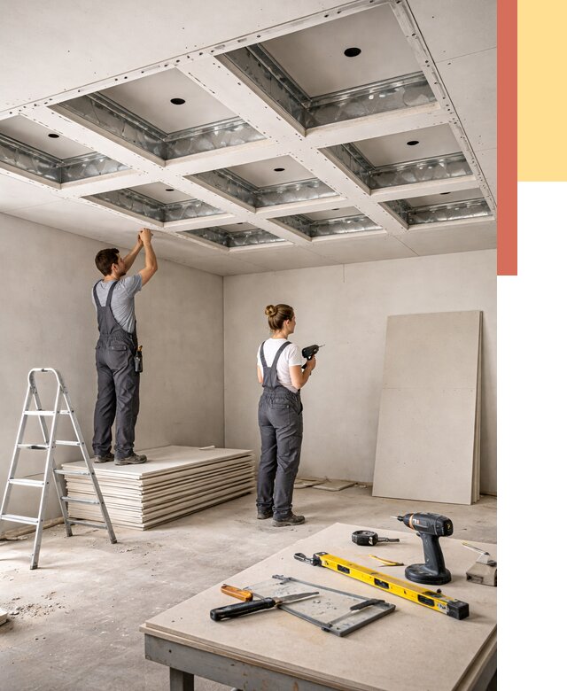 Кессонный потолок из гипсокартона в Ревде от 1957 руб. — монтаж и под ключ | ОТДЕЛОЧНИК-Рвд