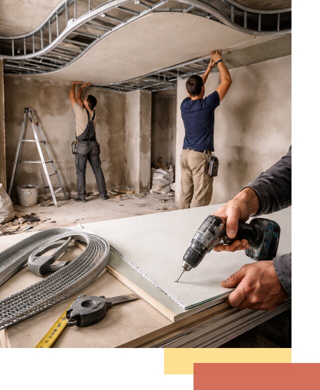 Криволинейный потолок из гипсокартона в Ревде — монтаж и отделка