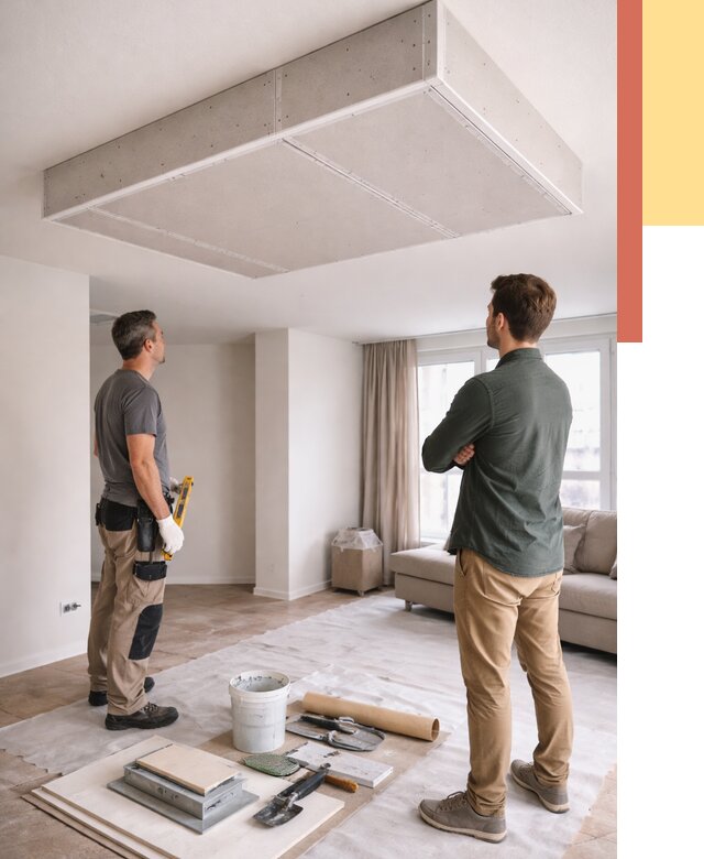 Короб на потолке из гипсокартона в Ревде от 2327 руб. — монтаж и услуги под ключ | ОТДЕЛОЧНИК-Рвд