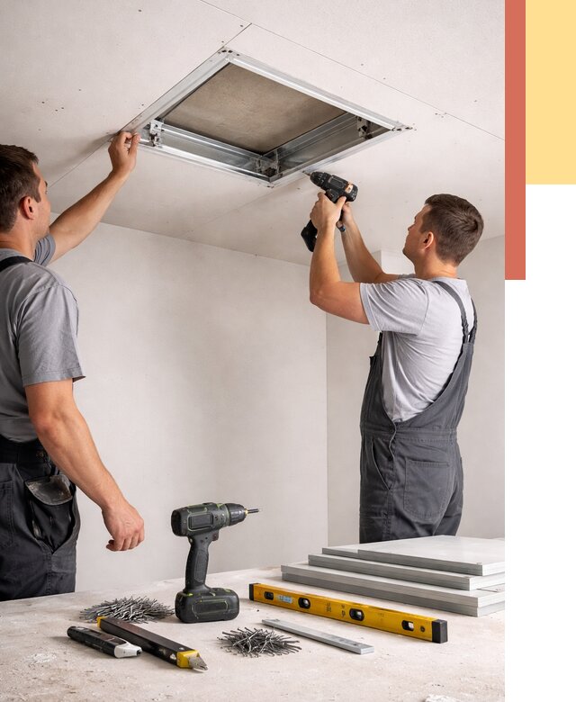 Установка люка в потолок ГКЛ в Ревде от 2645 руб. под ключ | ОТДЕЛОЧНИК-Рвд