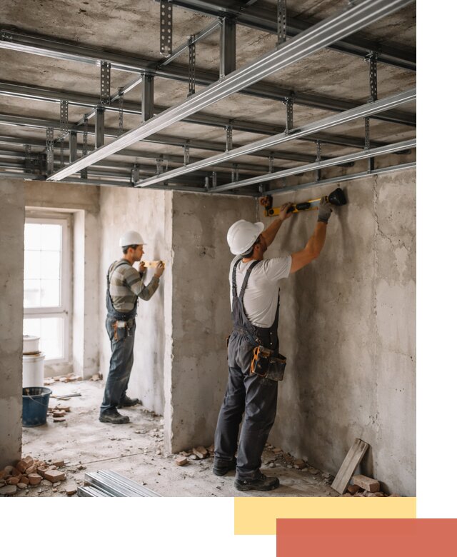 Монтаж каркаса потолка из профильного профиля в Ревде