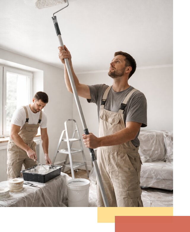 Покраска потолка водоэмульсионной краской в Ревде