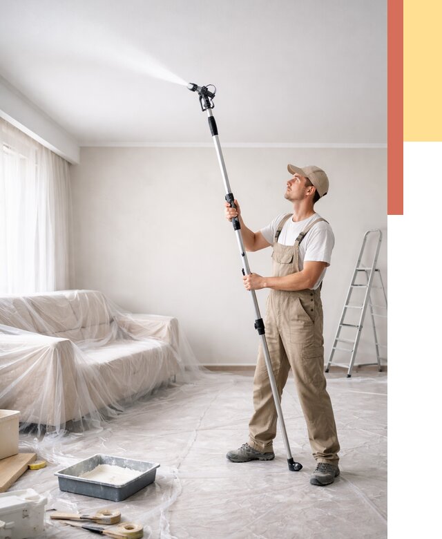 Покраска потолка краскопультом в Ревде от 4761 руб. быстро и недорого | ОТДЕЛОЧНИК-Рвд