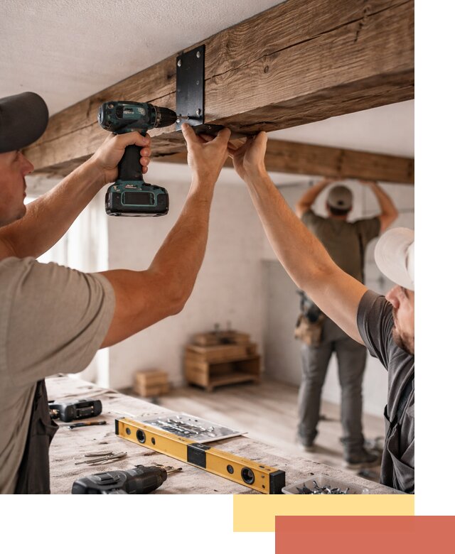 Монтаж декоративных потолочных балок в Ревде